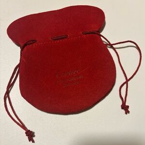 Vintage Cartier International Service Red Suede Travel Pouch With Drawstring